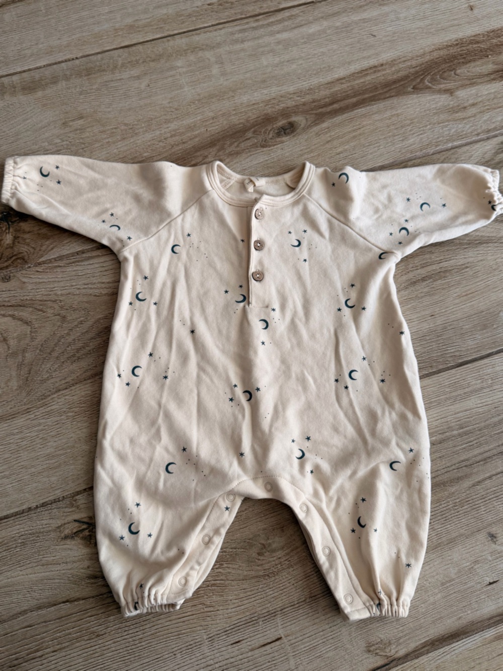 Rylee + Cru Cream Sleep Sack with Navy Moon & Star Print